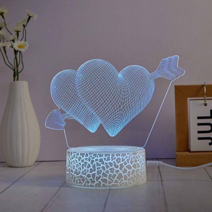 LED šviestuvo rinkinys su 3D širdies motyvu Manta SNL115RGB, 3 dizainai