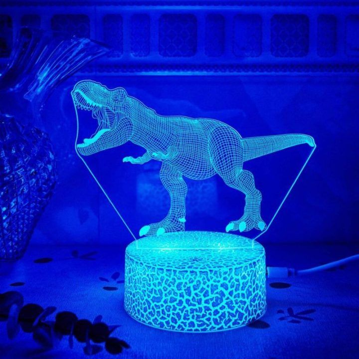 Dekoratyvinio LED šviestuvo rinkinys su 3 dinozaurų motyvais Manta SNL117RGB