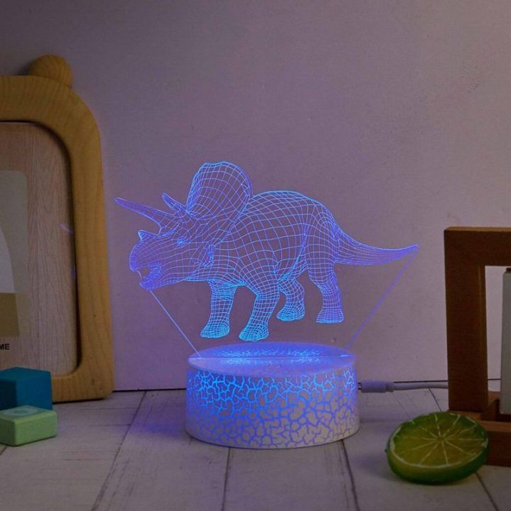 Dekoratyvinio LED šviestuvo rinkinys su 3 dinozaurų motyvais Manta SNL117RGB
