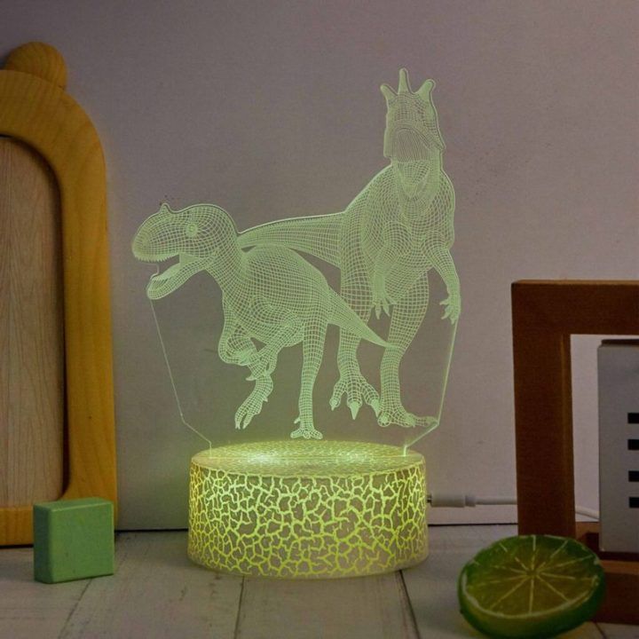 Dekoratyvinio LED šviestuvo rinkinys su 3 dinozaurų motyvais Manta SNL117RGB