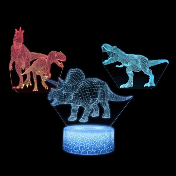 Dekoratyvinio LED šviestuvo rinkinys su 3 dinozaurų motyvais Manta SNL117RGB