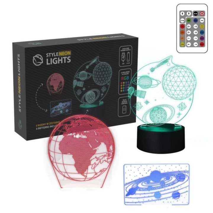 Dekoratyvinio LED šviestuvo rinkinys su 3 kosmoso dizainais Manta SNL118RGB Kosmos RGB 3D