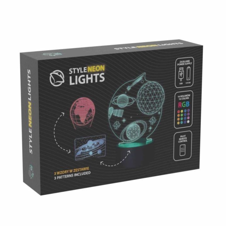Dekoratyvinio LED šviestuvo rinkinys su 3 kosmoso dizainais Manta SNL118RGB Kosmos RGB 3D