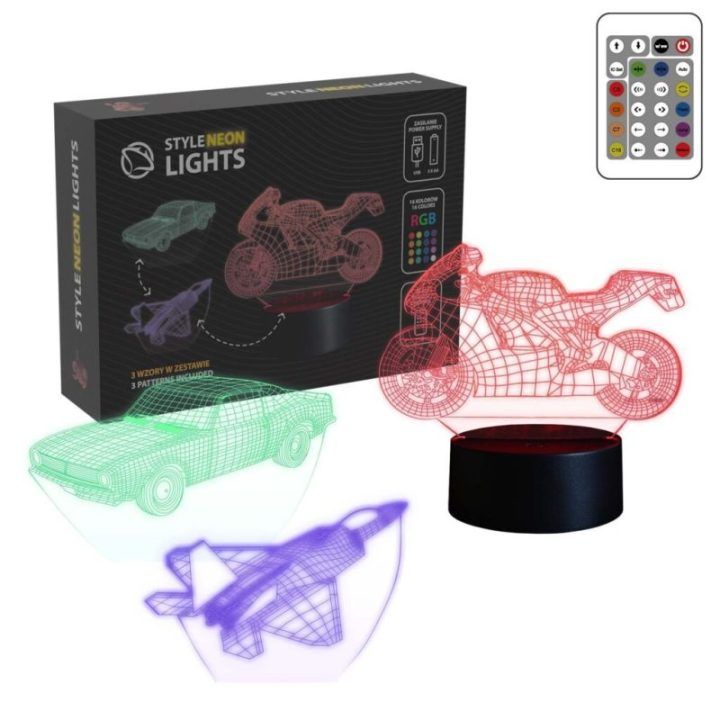 Dekoratyvinis LED šviestuvas su 3D efektu Manta SNL121RGB, 3 dizainai