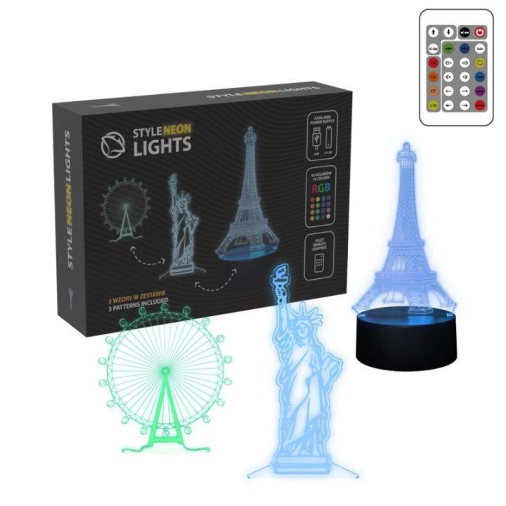 3D efekto RGB LED dekoratyvinis šviestuvas Manta SNL125RGB, 3 dizainai