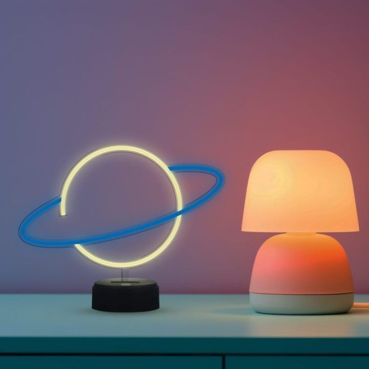 LED dekoratyvinis šviestuvas su jutikliniu mygtuku Manta SNL38BLT, mėlynas su baltu
