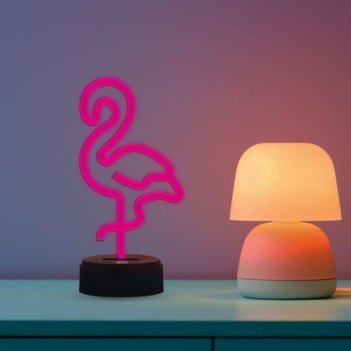 Dekoratyvinis LED šviestuvas su flamingo motyvu Manta SNL79PK, rožinis