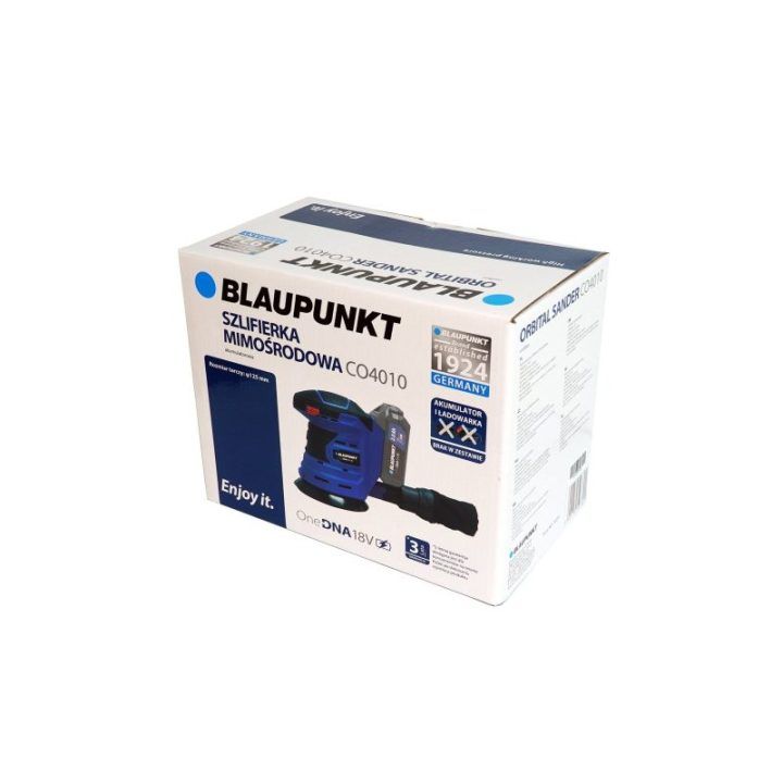 Akumuliatorinis ekscentrinis šlifuoklis Blaupunkt CO4010, 18 V, 125 mm