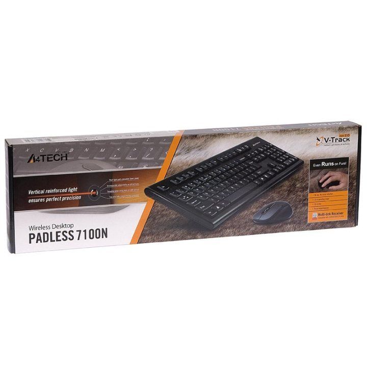 Belaidės klaviatūros ir pelės rinkinys A4Tech V-Track 7100N, 2,4 GHz