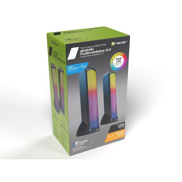 Kolonėlės 2.0 su Bluetooth ir RGB apšvietimu Tracer Sigma, 10 W