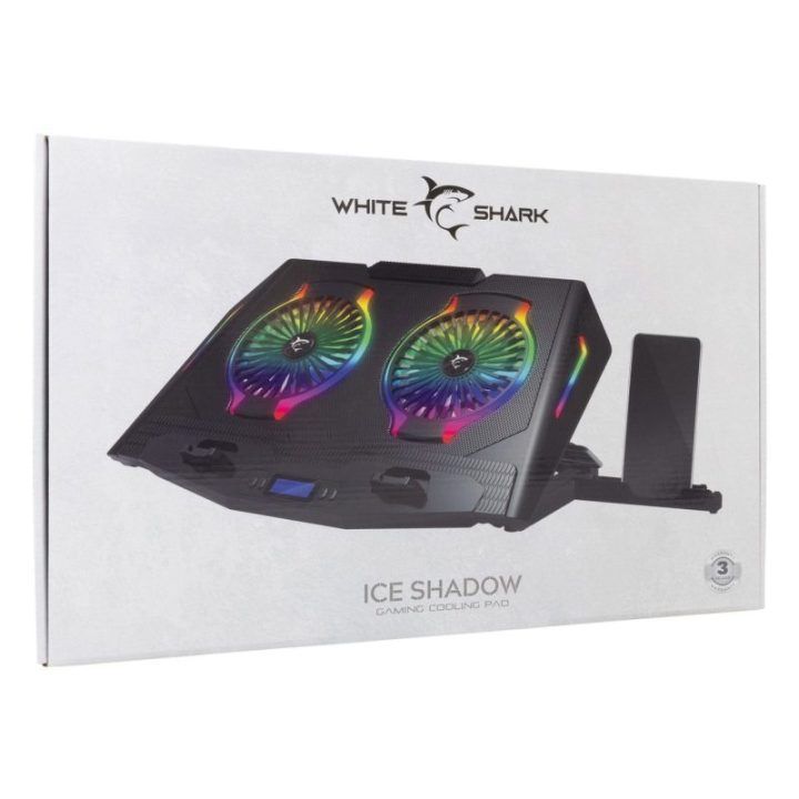Nešiojamojo kompiuterio aušinimo stovas White Shark Ice Shadow GCP-10, iki 17,3 colio, juodas