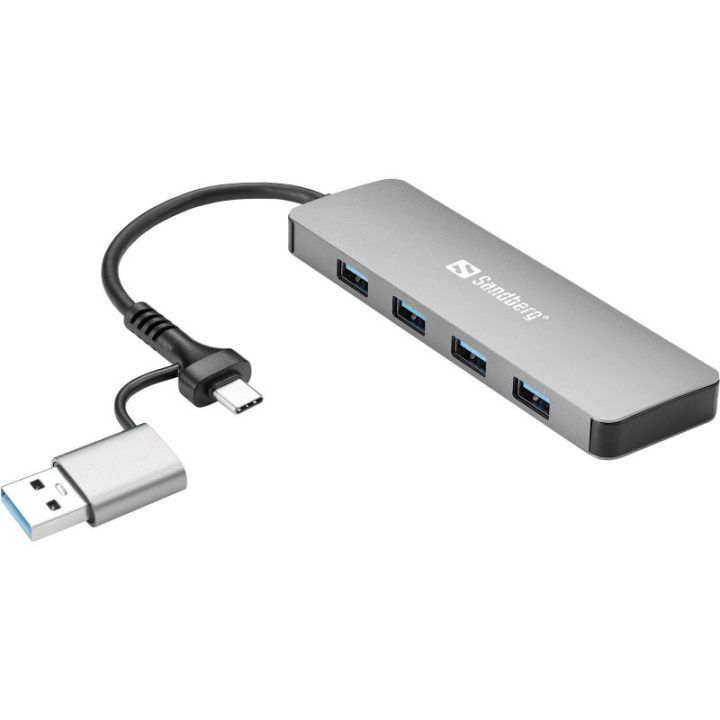 USB šakotuvas su USB-C arba USB-A jungtimi Sandberg, 4 USB 3.0 prievadai