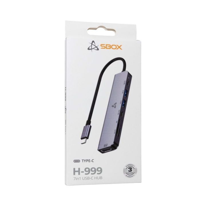 USB-C šakotuvas su 4K HDMI ir 100 W įkrovimu Sbox H-999, sidabro spalvos