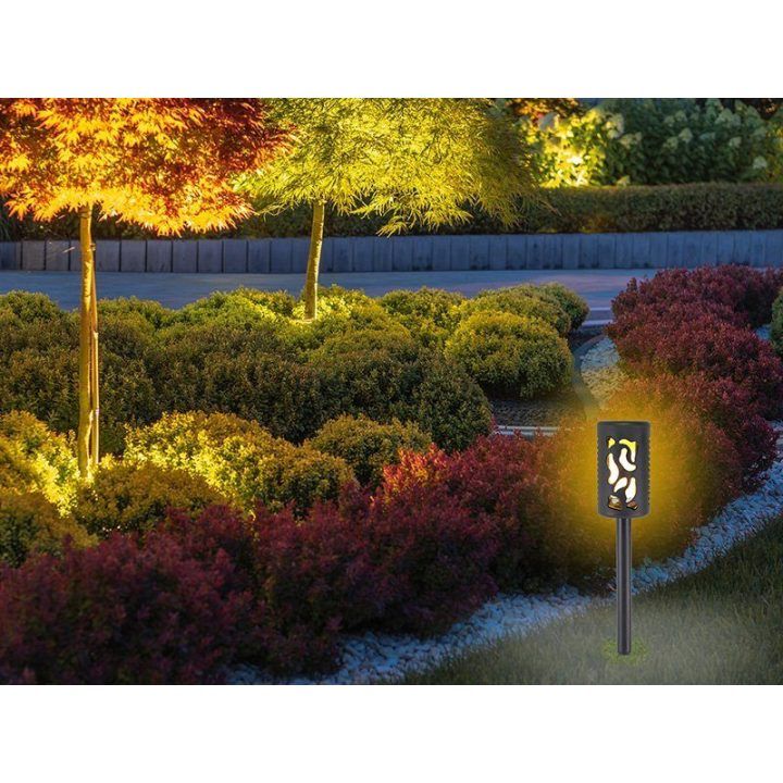 Saulės sodo šviestuvas su 12 LED liepsnos efektu Beper, 10 × 37,5 cm
