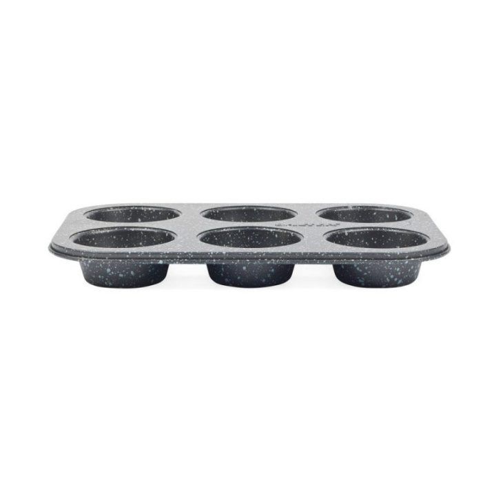 Keksiukų forma iš anglies plieno Salter Megastone, 6 vietų, 2,6 × 18 × 26 cm, pilka