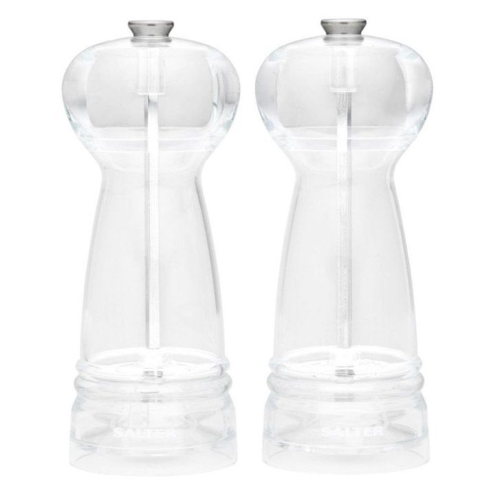 Druskos ir pipirų malūnėlių rinkinys Salter Harper BW12949EU7, 17,8 × 6,7 × 6,7 cm, skaidrus