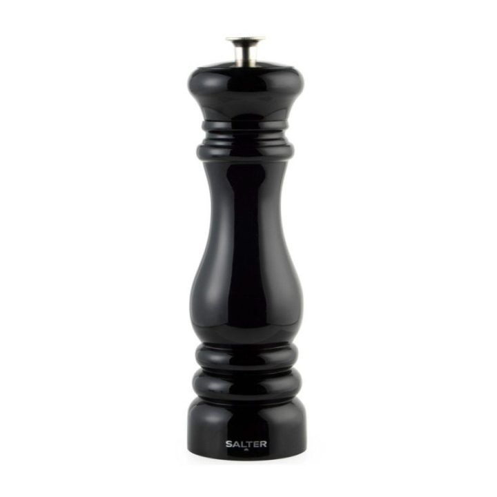 Druskos ir pipirų malūnėlis su reguliuojamu malimo rupumu Salter Chester, 20,7 × 6 × 6 cm, juodas