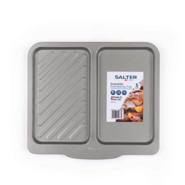 Padalinta kepimo skarda su nepridegančia danga Salter Essentials, 1,8 × 35,5 × 40 cm, pilka