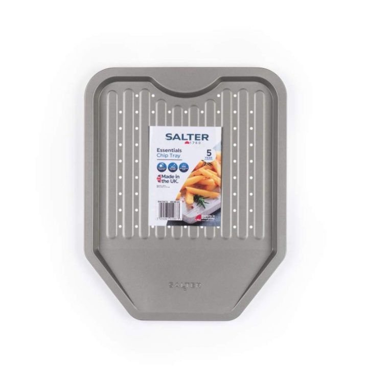Anglinio plieno padėklas bulvytėms Salter Essentials, 1,8 × 30,7 × 38,4 cm, pilkas