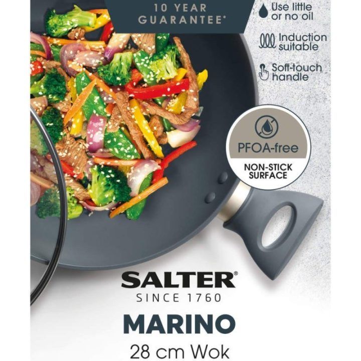 Wok keptuvė su nepridegančia danga Salter Marino, 28 cm