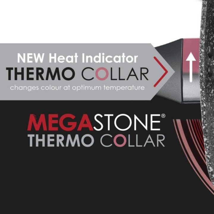 Grilio keptuvė su karščio indikatoriaus žiedu Salter Megastone Thermo Collar, 28 cm