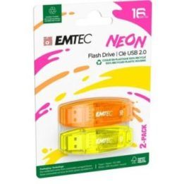 USB 2.0 atmintinių rinkinys EMTEC C410, 2 × 16 GB, neoninių spalvų