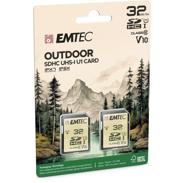 SDHC atminties kortelių rinkinys Emtec Outdoor, 32 GB, 2 vnt