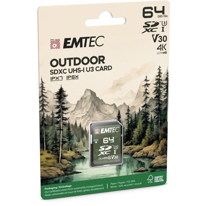 SDXC atminties kortelė lauko įrenginiams EMTEC, 64 GB, UHS-I U3 V30