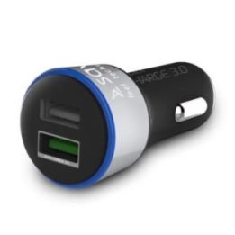 Automobilinis USB įkroviklis SAVIO Quick Charge 3.0, juodas
