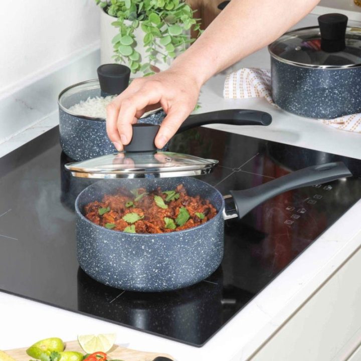 Puodų rinkinys Russell Hobbs Nightfall Stone, 3 vnt., 16, 18 ir 20 cm