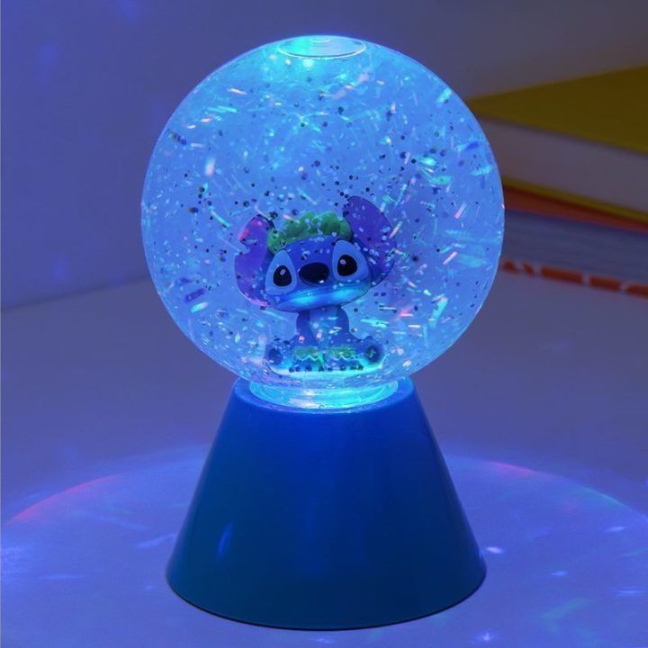LED rutulinis šviestuvas su blizgučiais ir Stitch personažu Paladone, 17 cm