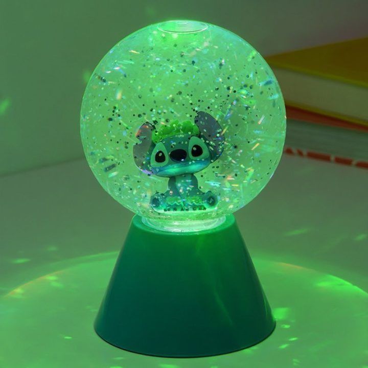 LED rutulinis šviestuvas su blizgučiais ir Stitch personažu Paladone, 17 cm