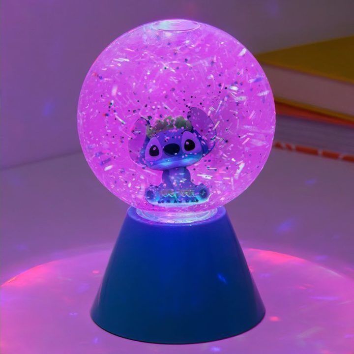 LED rutulinis šviestuvas su blizgučiais ir Stitch personažu Paladone, 17 cm