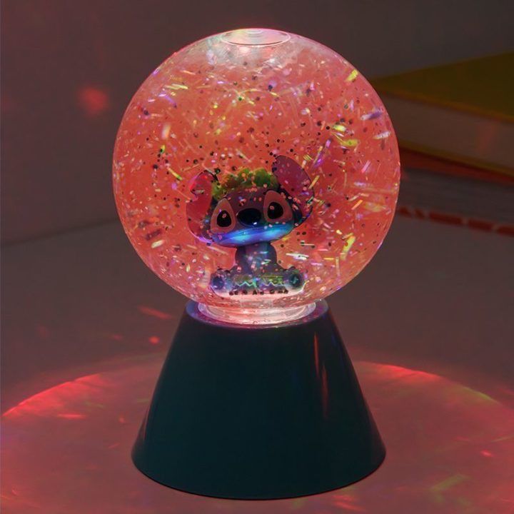 LED rutulinis šviestuvas su blizgučiais ir Stitch personažu Paladone, 17 cm