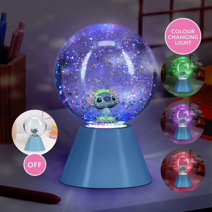 LED rutulinis šviestuvas su blizgučiais ir Stitch personažu Paladone, 17 cm