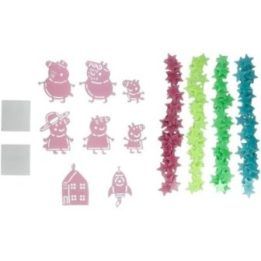 Tamsoje šviečiantis sienų lipdukų rinkinys su Peppa Pig Paladone, 200 žvaigždžių