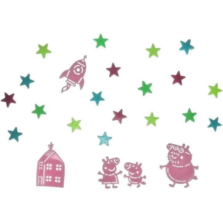Tamsoje šviečiantis sienų lipdukų rinkinys su Peppa Pig Paladone, 200 žvaigždžių