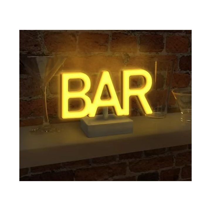 Neoninis LED stalo šviestuvas su baro užrašu Paladone, 19 cm, raudonas