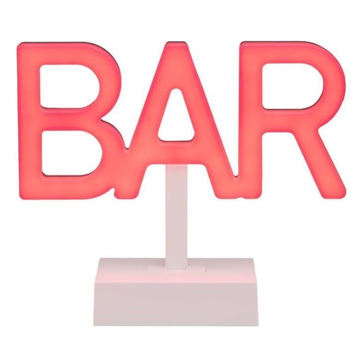 Neoninis LED stalo šviestuvas su baro užrašu Paladone, 19 cm, raudonas