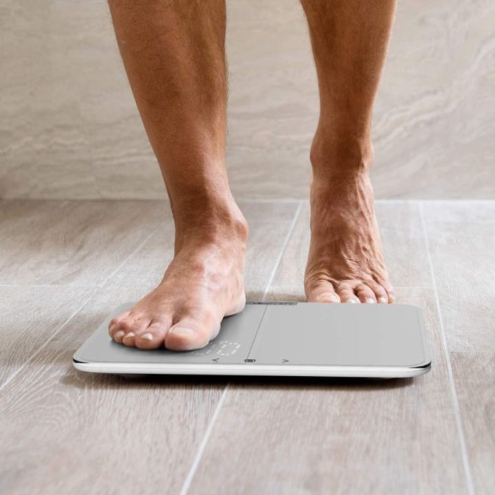 Kūno sudėties svarstyklės su paslėptu ekranu Salter Ghost, 180 kg, baltos