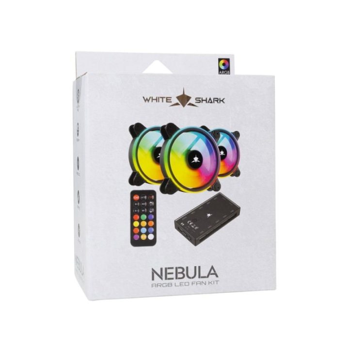 ARGB ventiliatoriaus komplektas White Shark Nebula-2, 120 × 120 × 25 mm, juodas