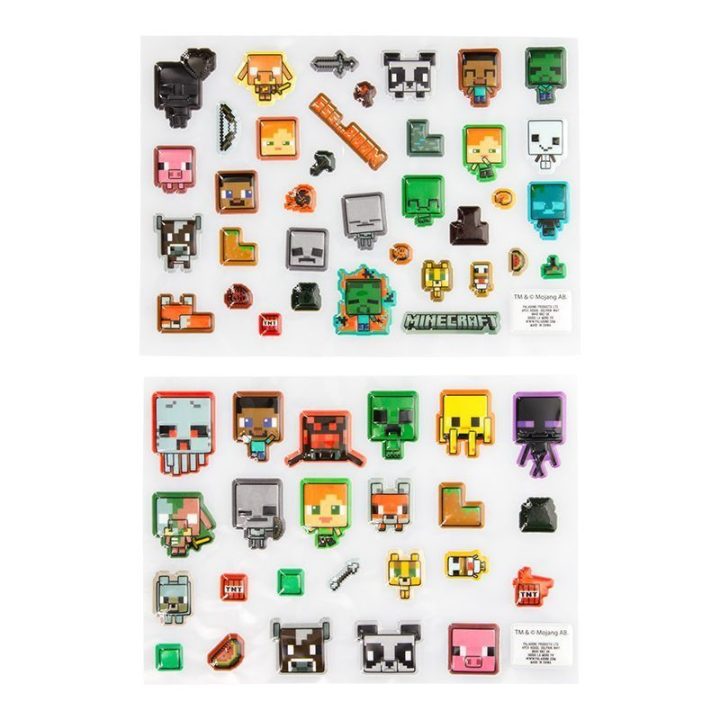 Iškilių įrenginių lipdukų rinkinys su Minecraft personažais Paladone, 60 vnt