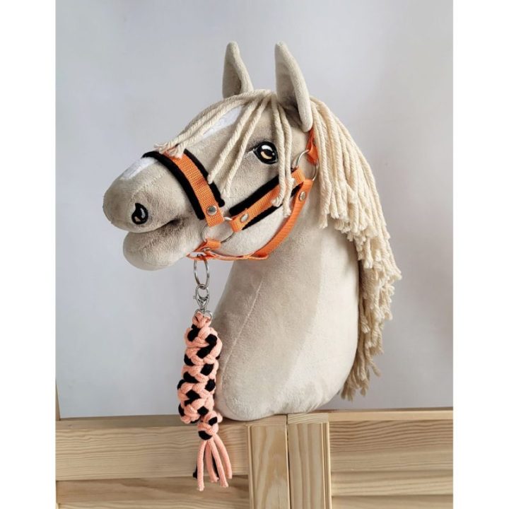 Hobby horse pavadys, pintas iš dvigubos virvės, juodas ir oranžinis - Super Hobby Horse