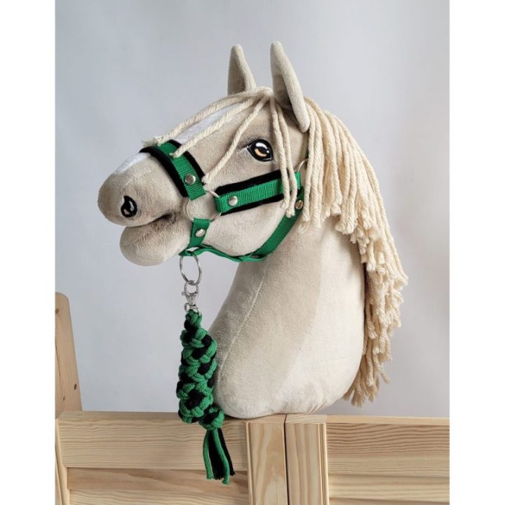 Hobby horse pavadys, pintas iš dvigubos virvės, juodas ir žalias - Super Hobby Horse