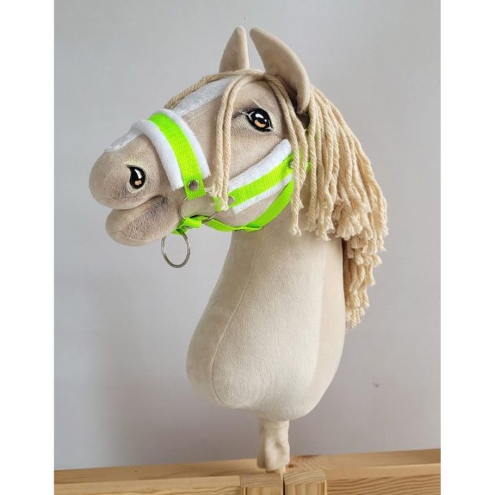 Hobby horse apynasris (kantaras) su pavadžiu, A3, neoninės žalios ir baltos spalvų - Super Hobby Horse