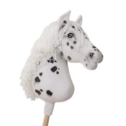 Hobby horse žirgas ant lazdos A3, baltas, taškuotas (leopardinis) - Super Hobby Horse Premium
