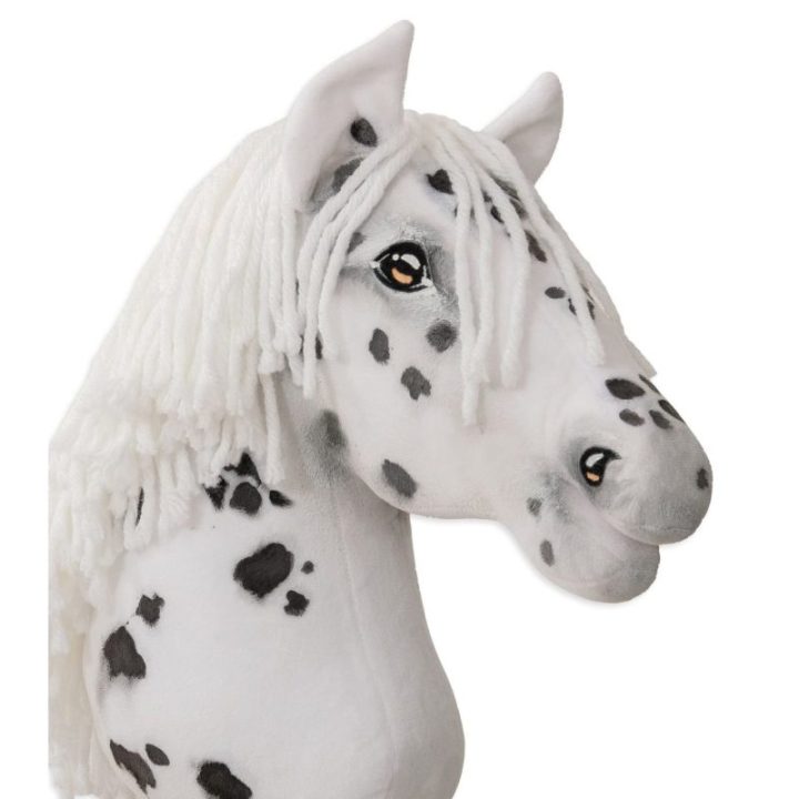 Hobby horse žirgas ant lazdos A3, baltas, taškuotas (leopardinis) - Super Hobby Horse Premium
