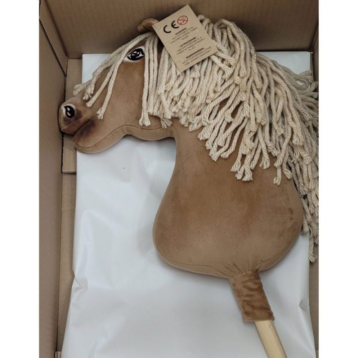 Hobby horse žirgas ant lazdos A3, palomino (auksinis su šviesiais karčiais) - Super Hobby Horse Premium