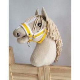 Hobby horse apynasris (kantaras) A3, reguliuojamas, geltonas su baltu kailiuku - Super Hobby Horse