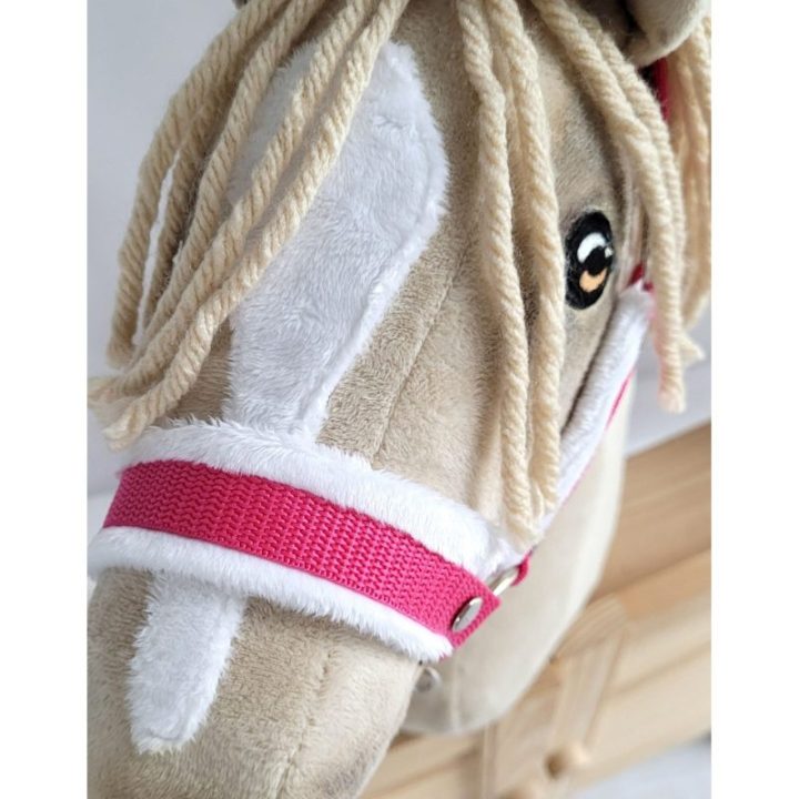 Hobby horse apynasris A3, tamsiai rožinis su baltu kailiuku - Super Hobby Horse